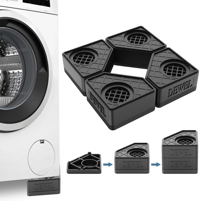 SEISSO 4 Pack Anti Vibration Pads for Washing, Pedestal for Washer and Dryer with 1100 lbs Weight Capacity, Washing Machine Foot Pads for Anti Slip Protect Laundry Room Floor(Black) - Image 1